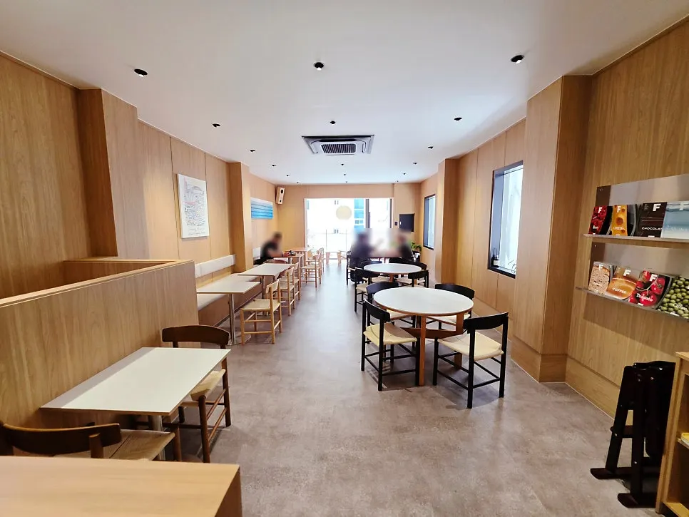 First-floor tables at the café