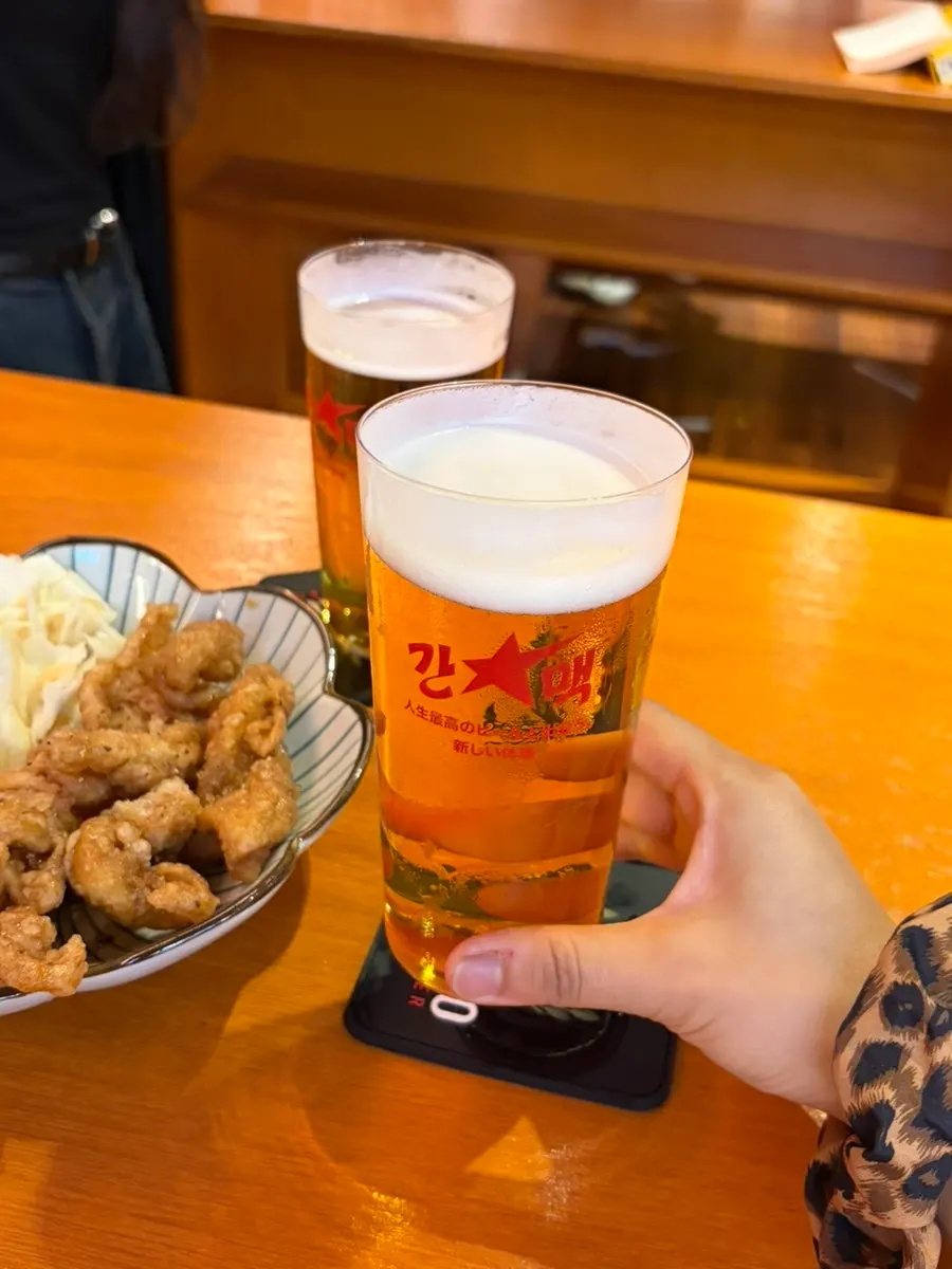 Sapporo draft beer poured immediately after ordering