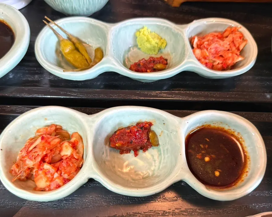 Basic side dishes of sauces and kimchi