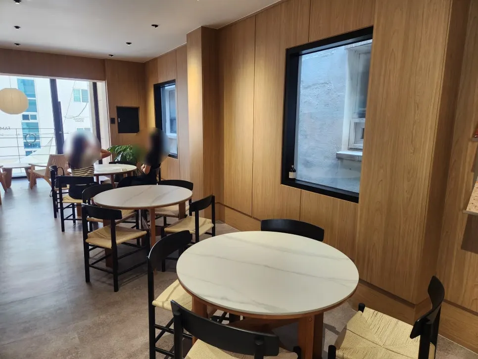 Warm-toned corner of the café interior