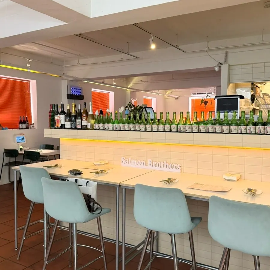 Cozy, stylish interior of Salmon Brothers