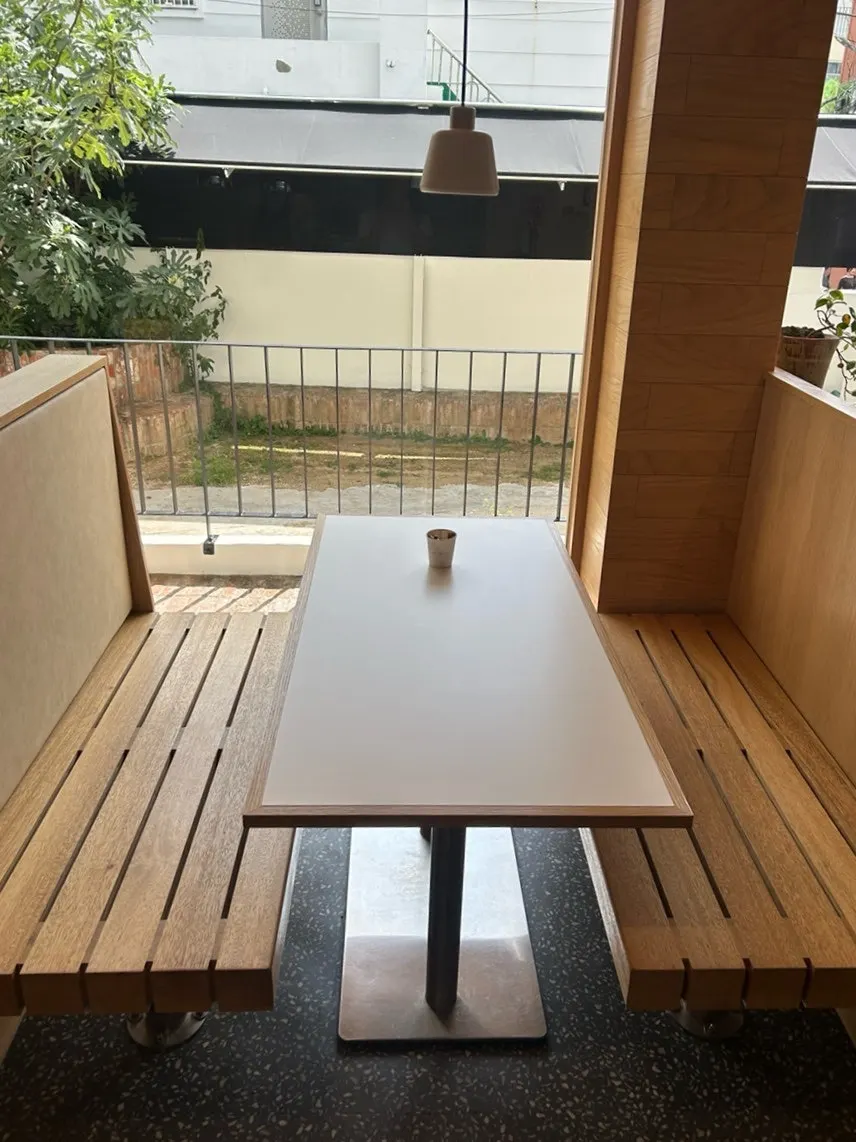 Semi-private table seating near the entrance
