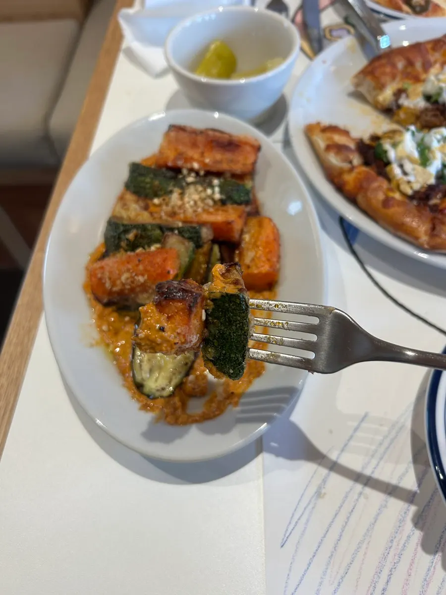 Grilled vegetable side with romesco sauce