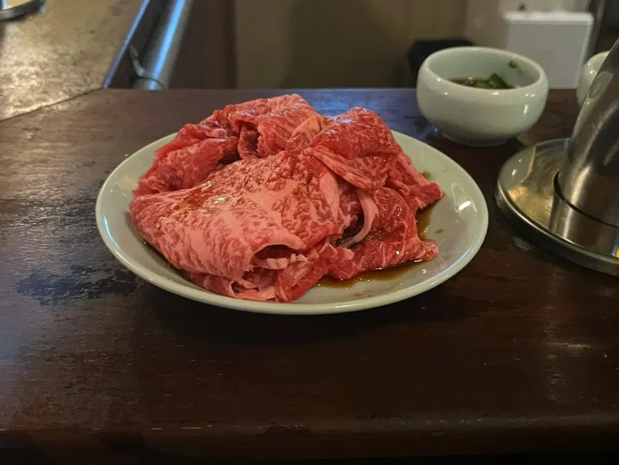 마블링이 보이는 특상등심 클로즈업