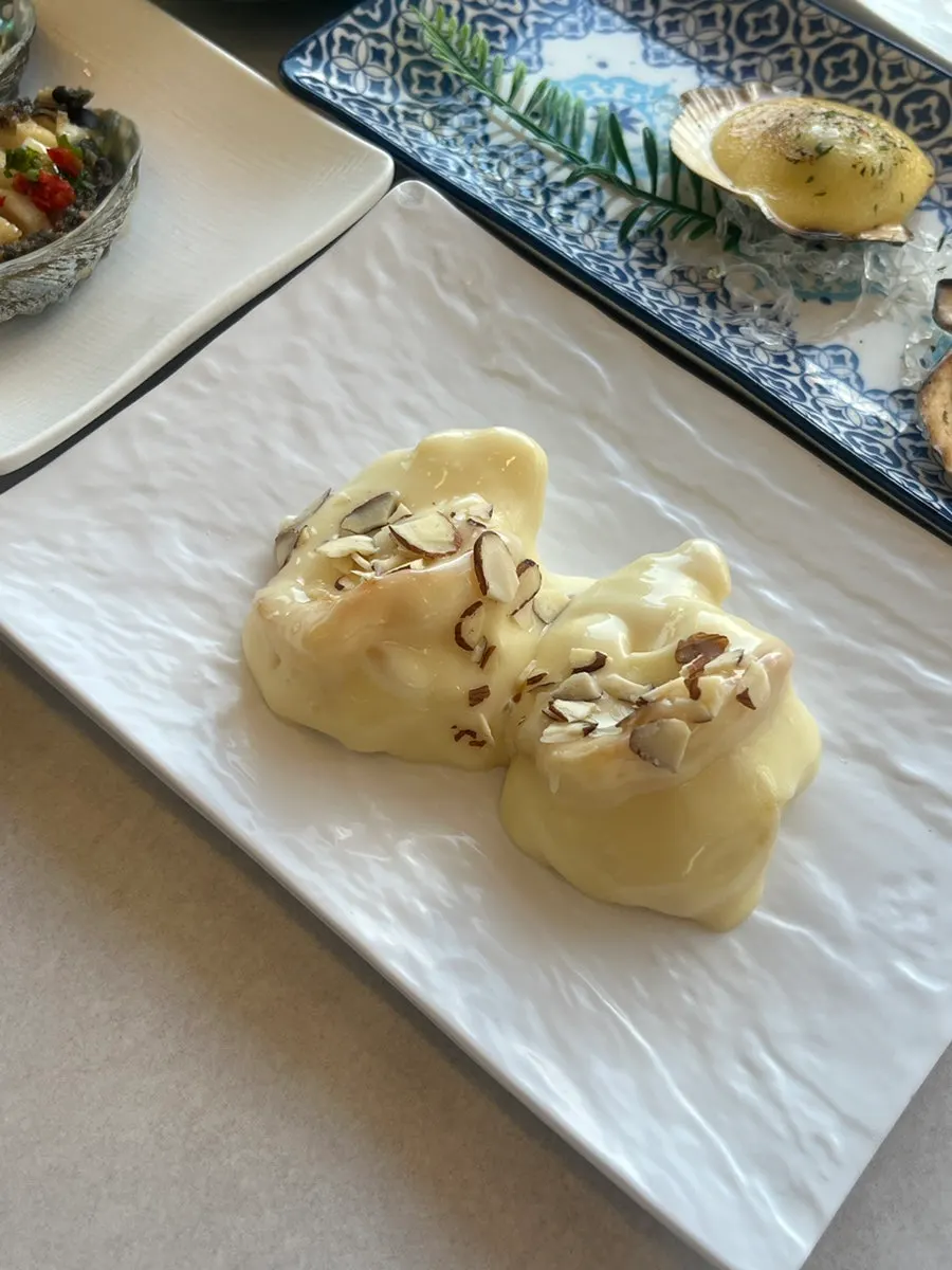 A plate of cream shrimp