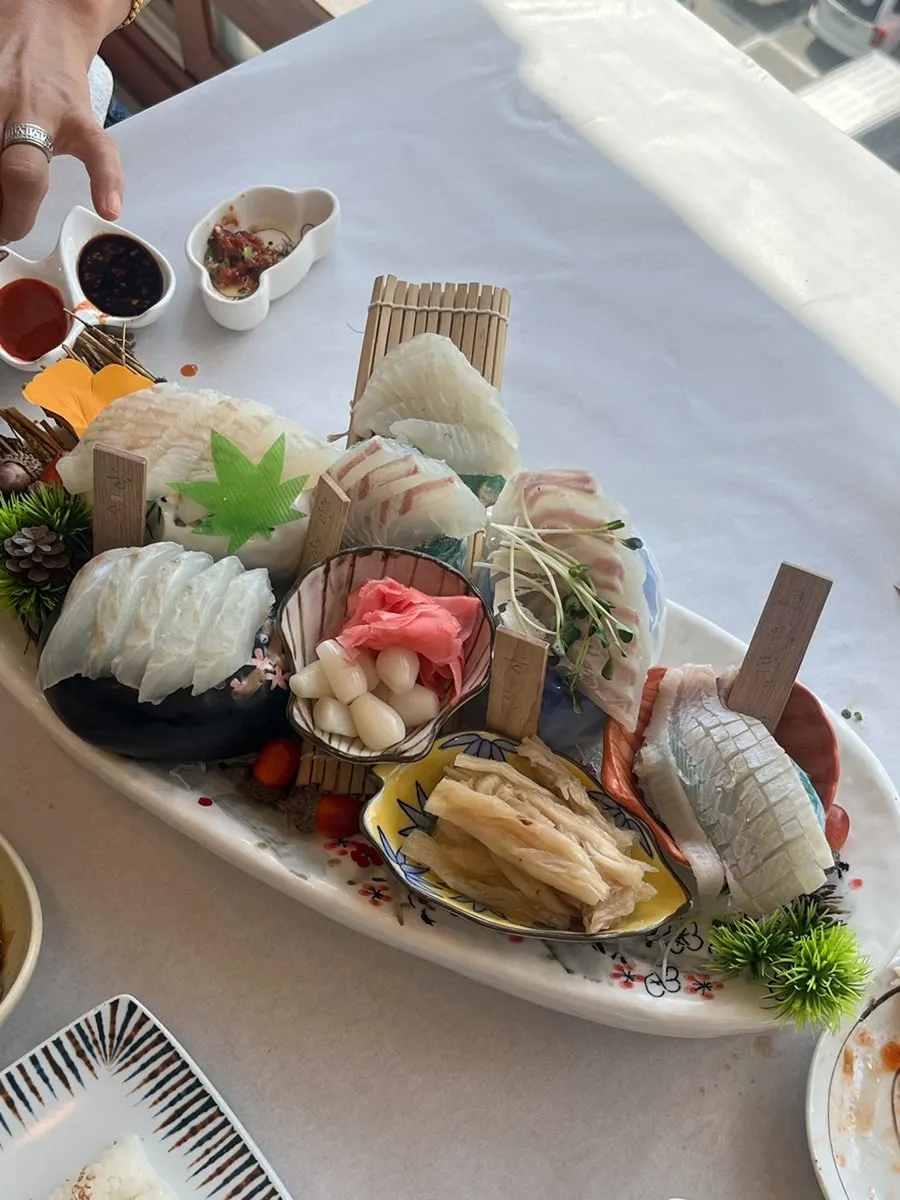 Close-up of the live octopus plate