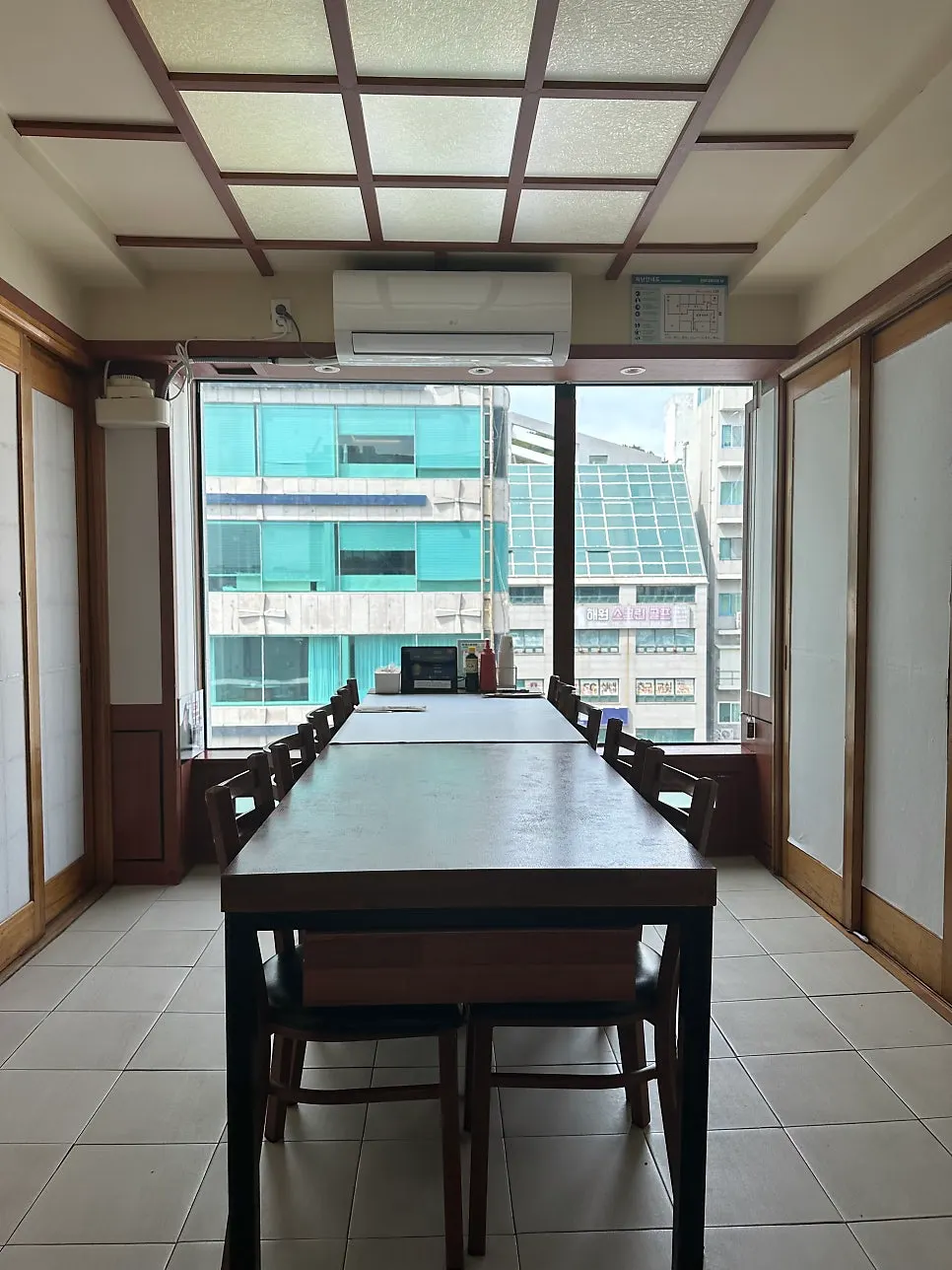 Private room seating suitable for group meals