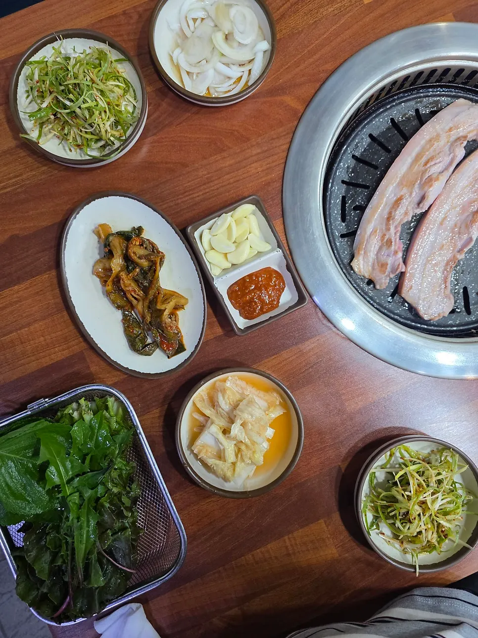 Table set with basic side dishes