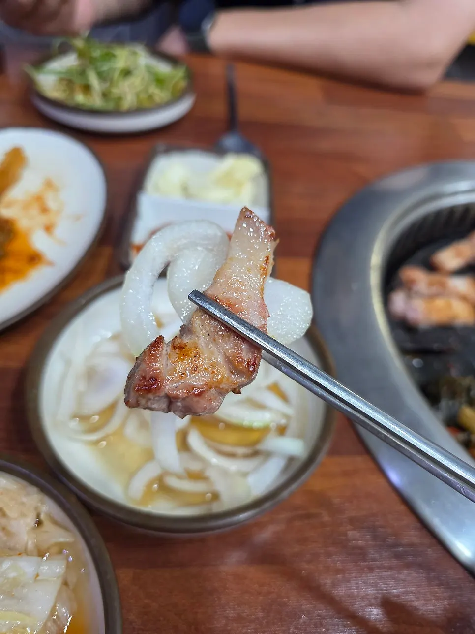 Golden-browned piece of grilled pork belly