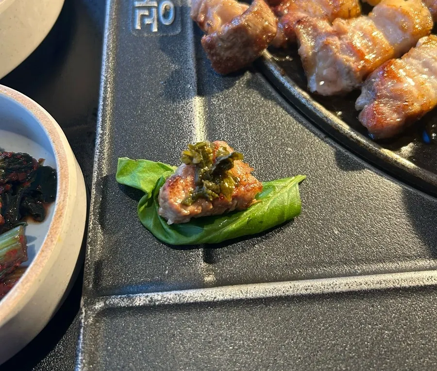 Basil wrap made with lightly grilled basil and meat