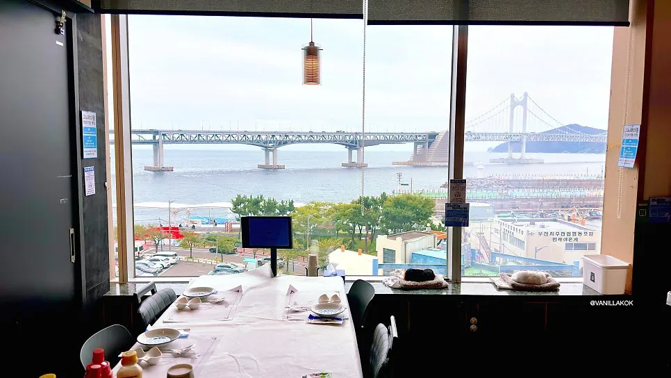 View of Gwangan Bridge beyond Millak Port