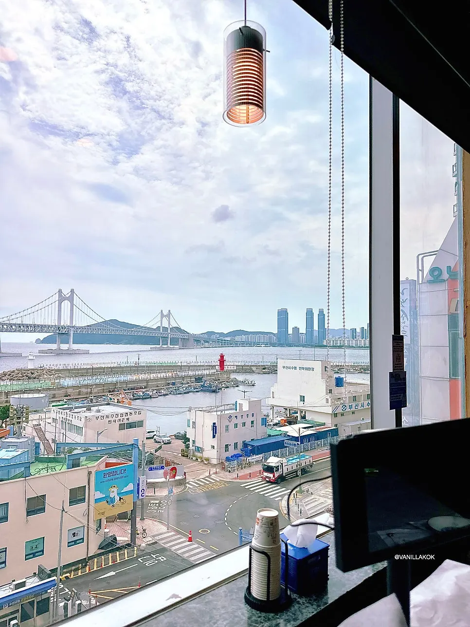 Gwangan Bridge seen from a window table