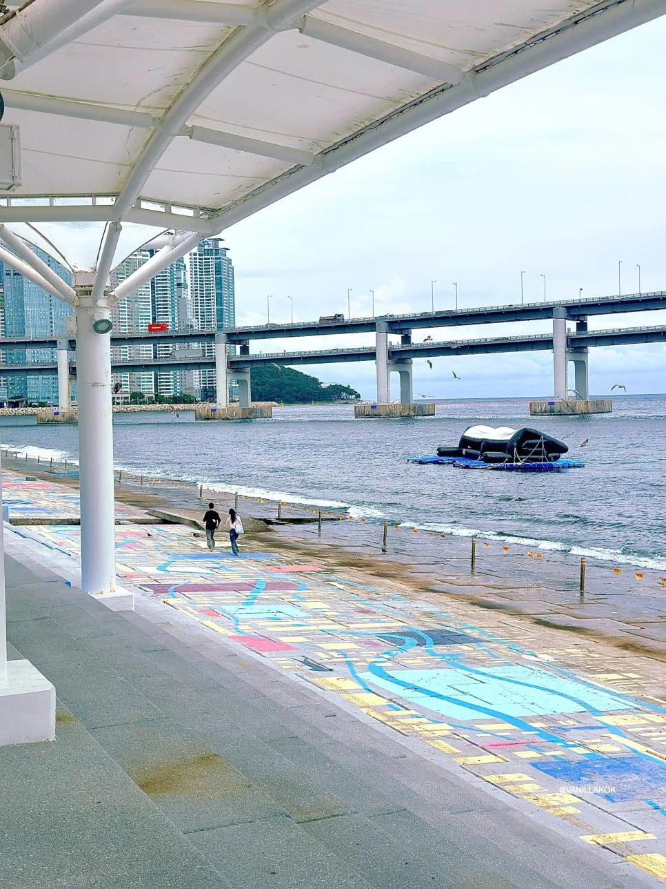 Gwangan Bridge and Marine City on an overcast day