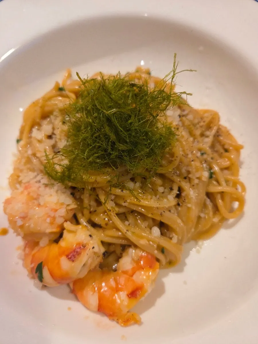 Bisque cream pasta with shrimp
