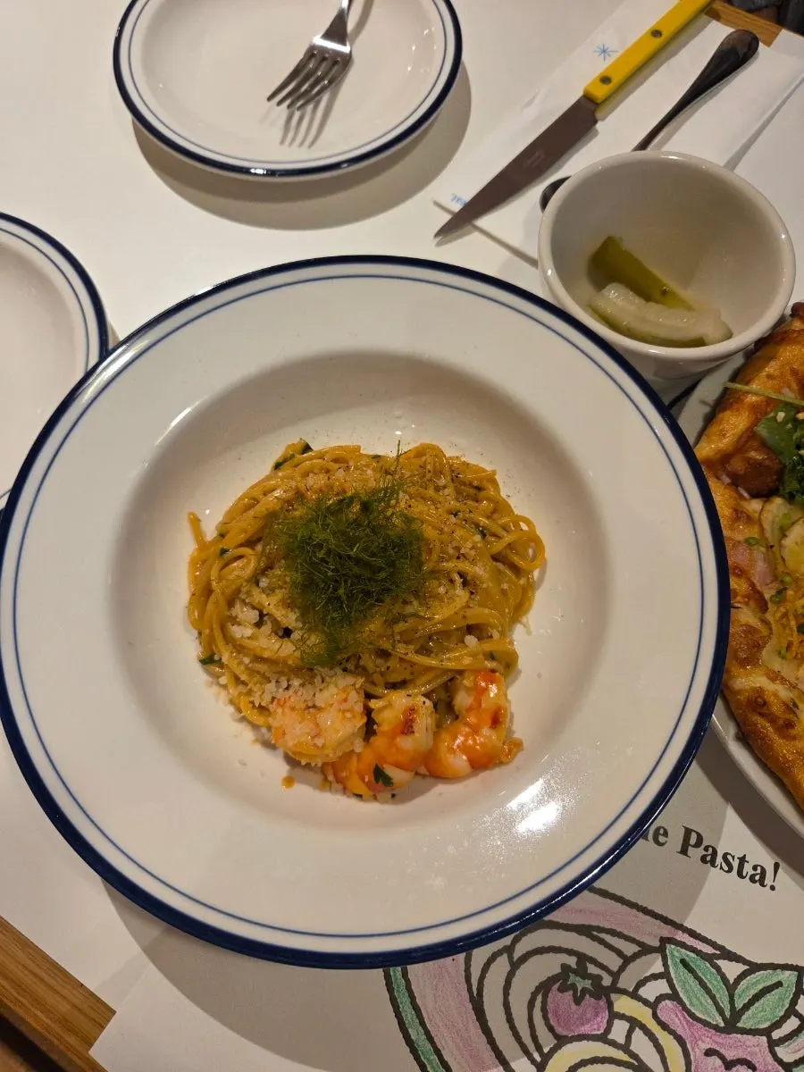 A plate of bisque cream pasta