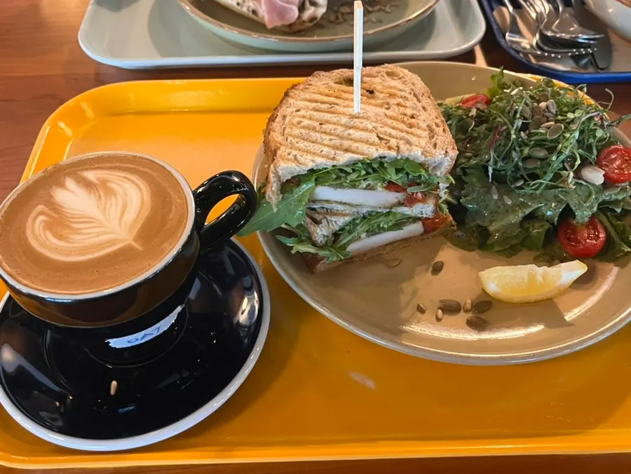 Panuozzo sandwich and corn soup