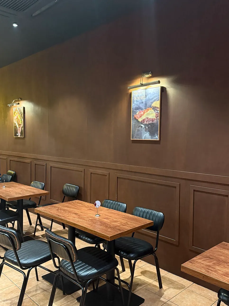 Counter and order waiting area at Base Burger