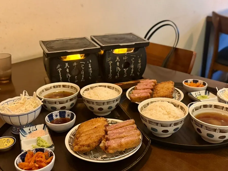 Menu listing prices for striploin and tenderloin gyukatsu