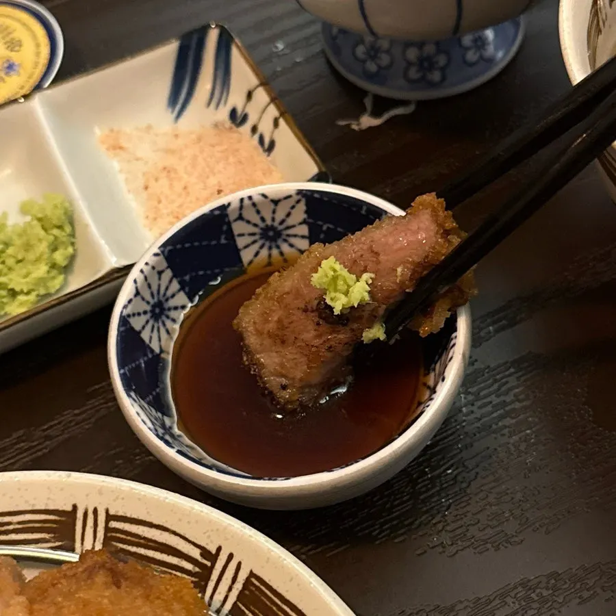 A plate of gyukatsu after grilling
