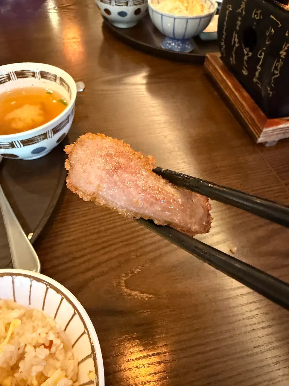 Gyukatsu grilled on the tabletop brazier