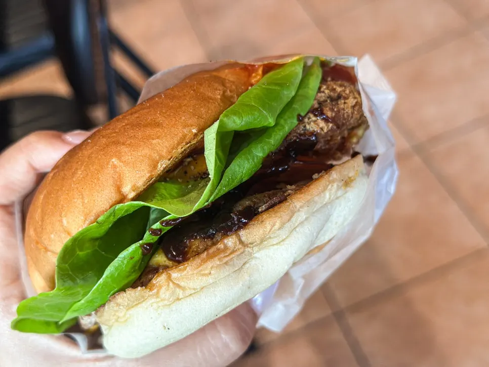 Cross-section of the sriracha cheese burger