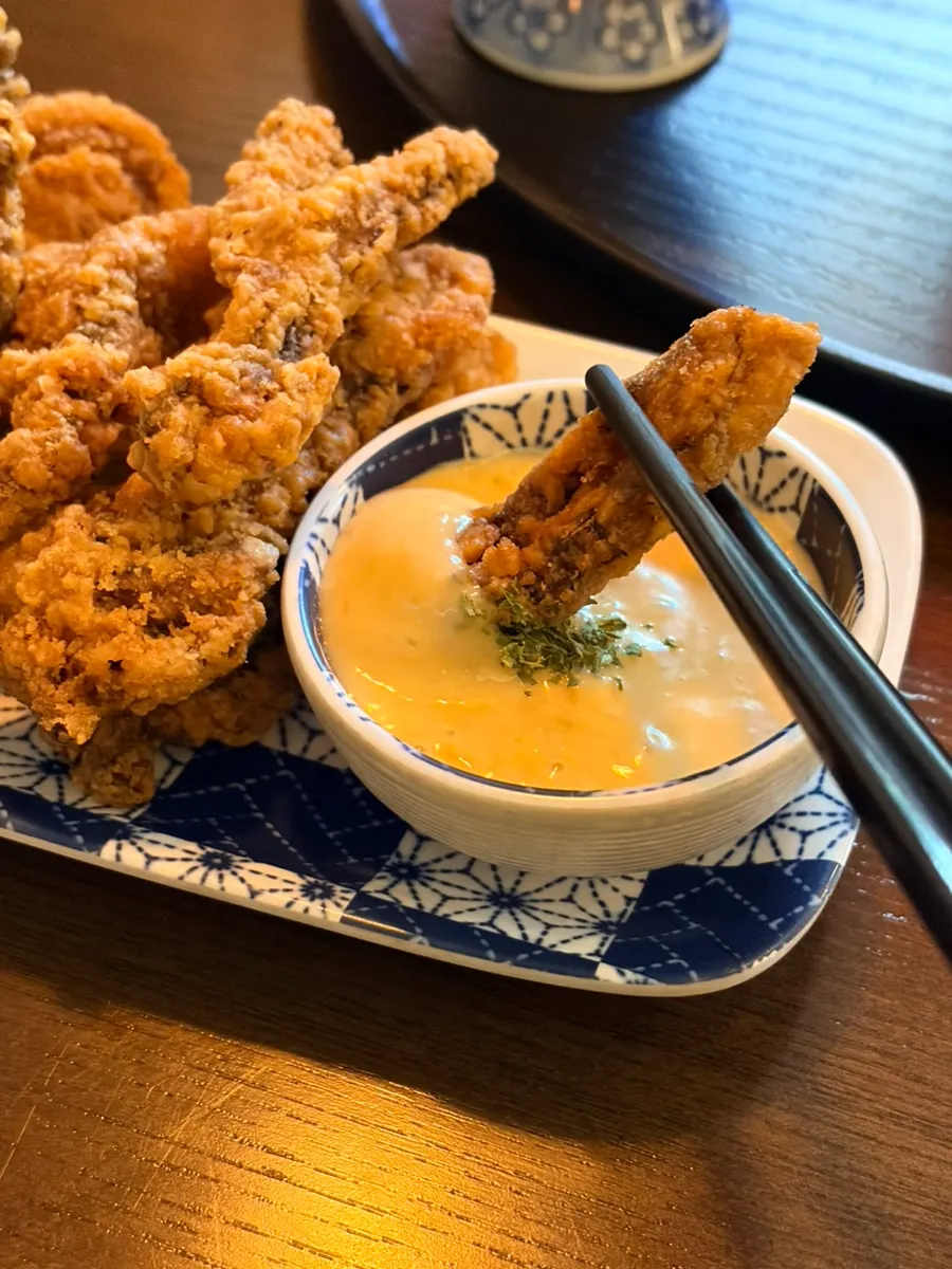 Thinly battered geso-age fried squid