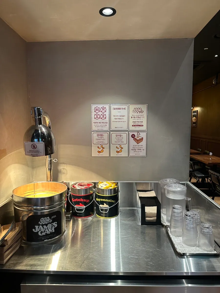 Seating area inside the handmade-burger restaurant