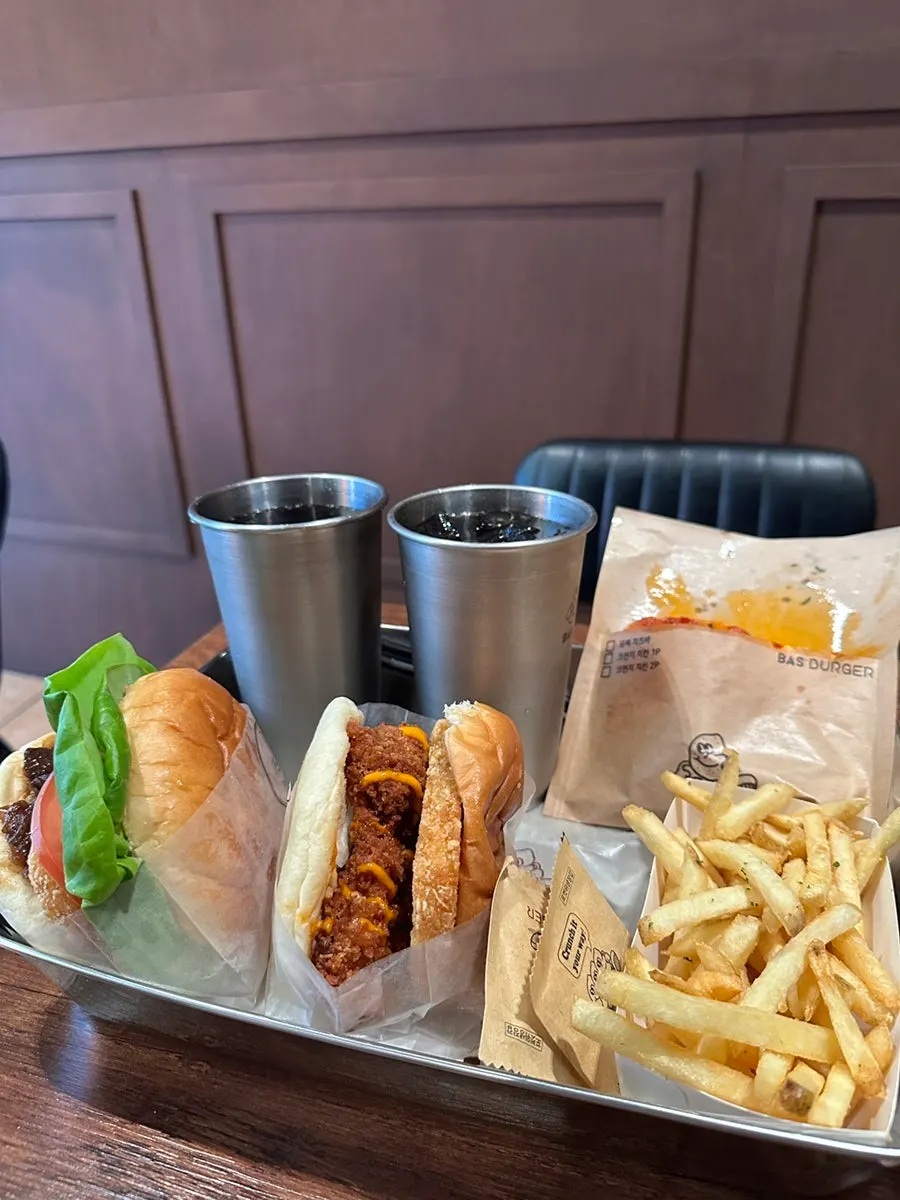 Two ordered handmade-burger sets
