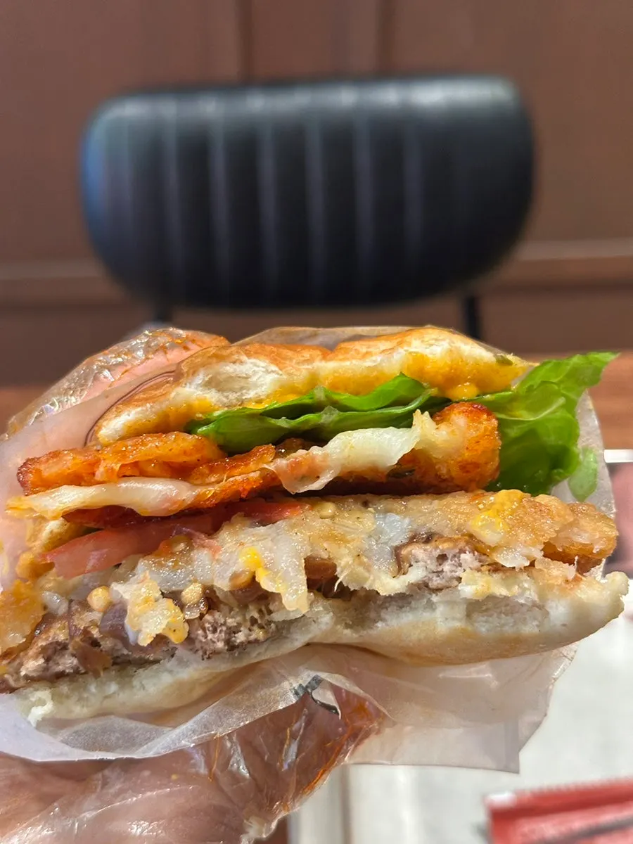 Base Burger with patty, cheese, and vegetables