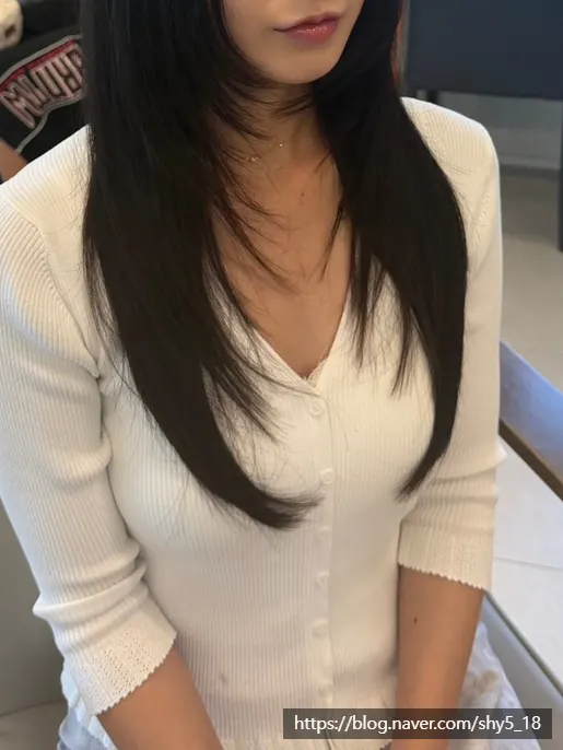 정면에서 본 레이어드컷 완성 모습