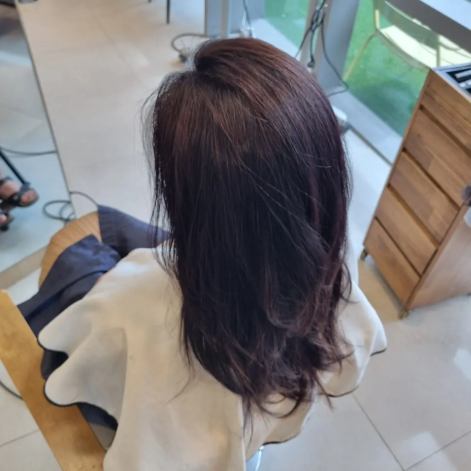 Hair blow-dried and finished after dyeing