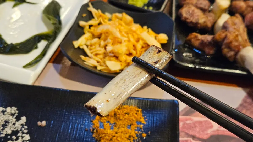 Rib bone with the meat pulled away
