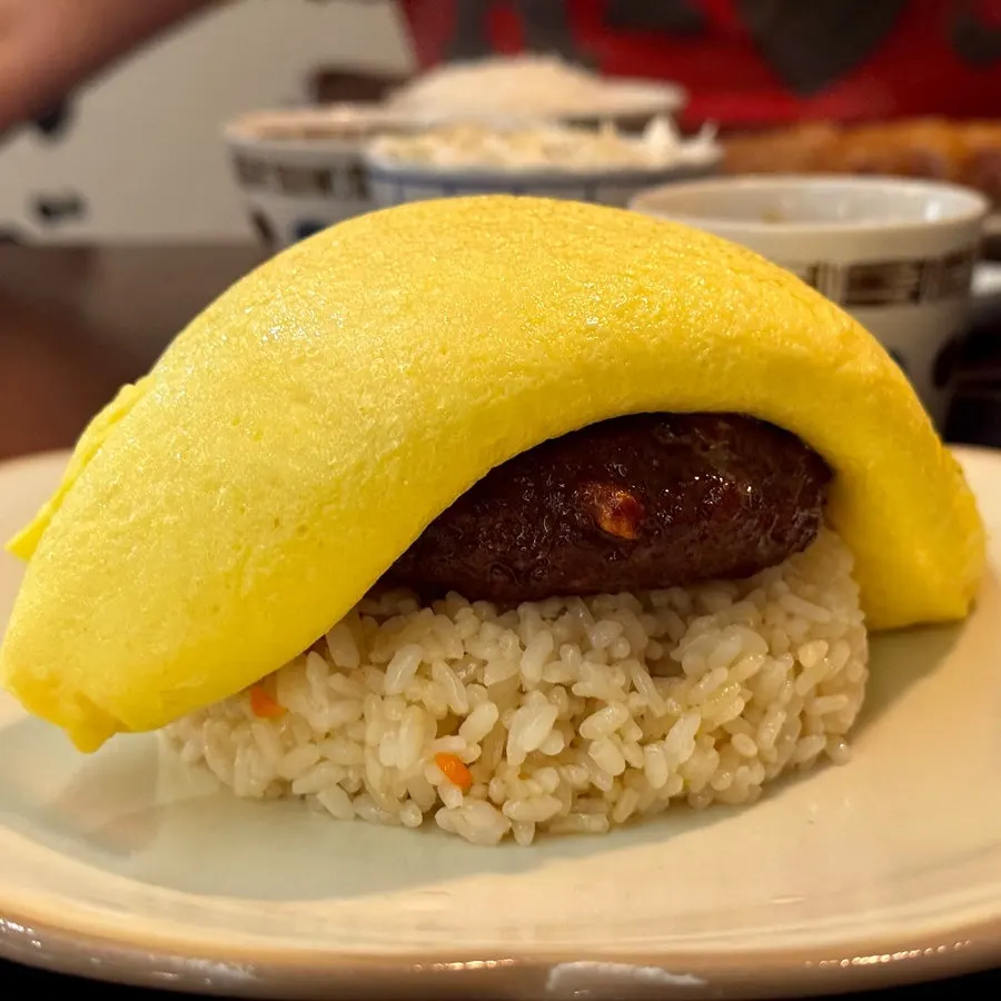 Moist omurice before being split open