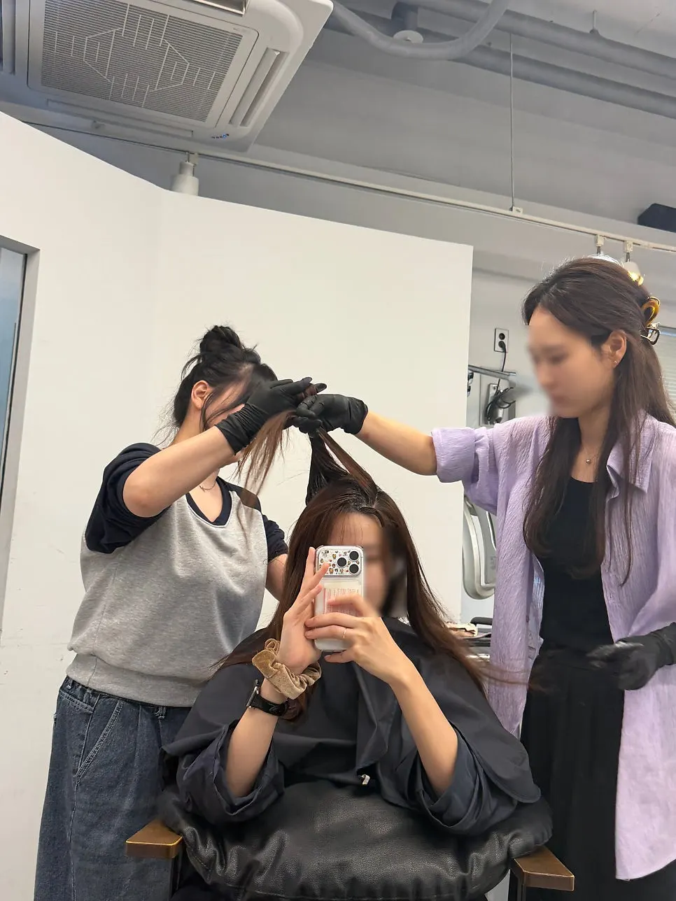 뿌리염색 도포 과정