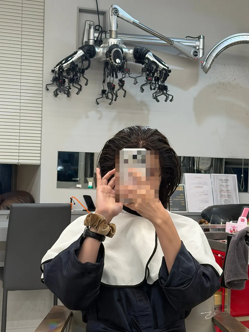 헤어팩 후 염색 상태 확인