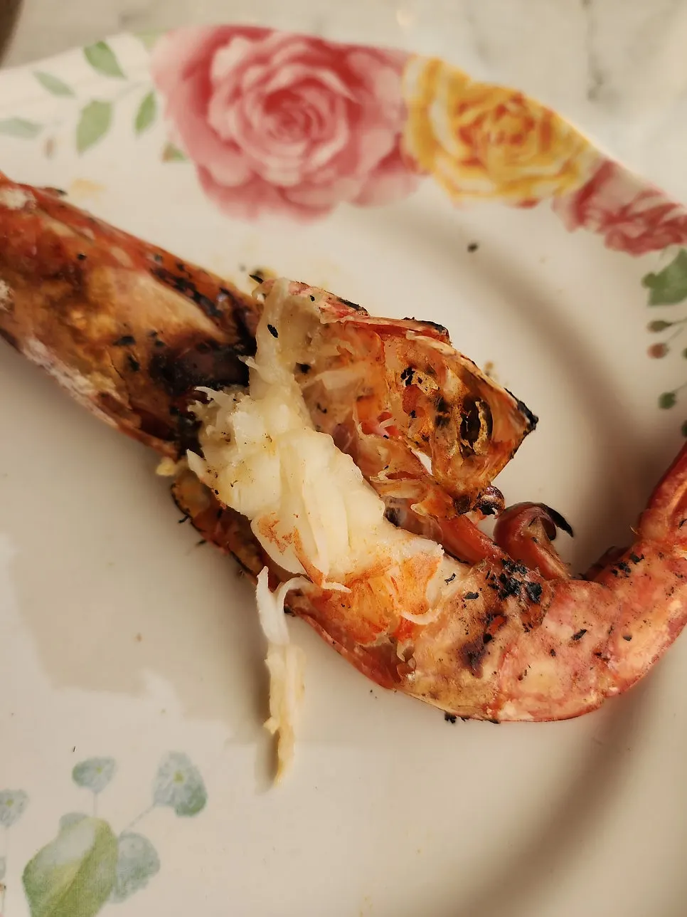 Large shrimp with a slit cut into its back