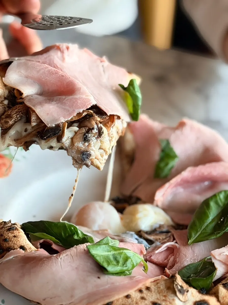 The European Gwanggyo truffle funghi pizza and poached egg combination