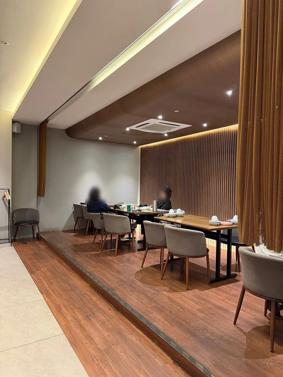 Partitioned dining space at Modam Dining