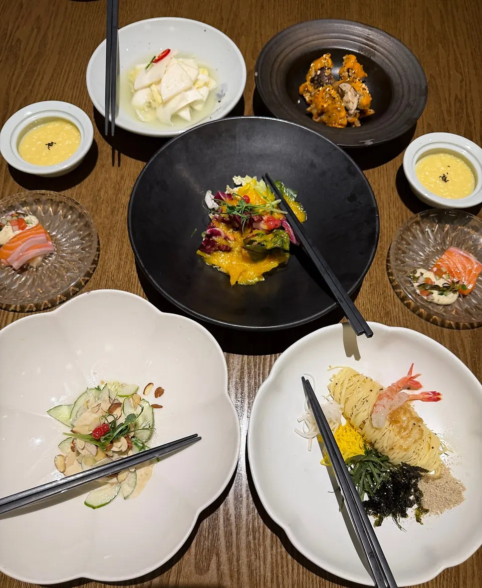 A table of side dishes served before the main