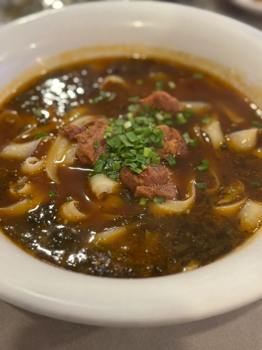 Noodles with beef and knife-cut noodles