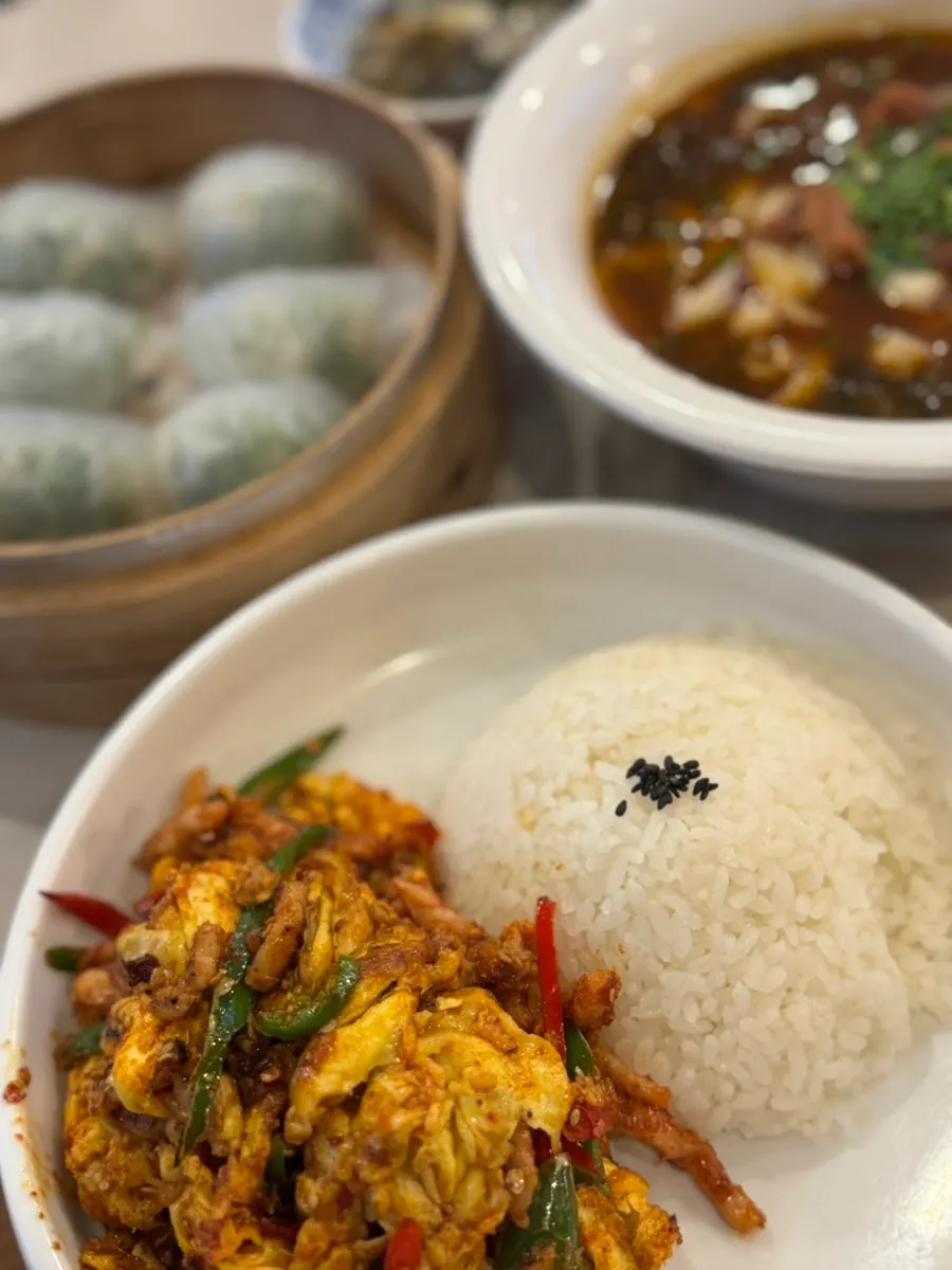 A meal spread of three dishes