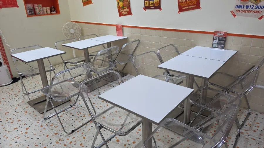View of the seating area inside the store