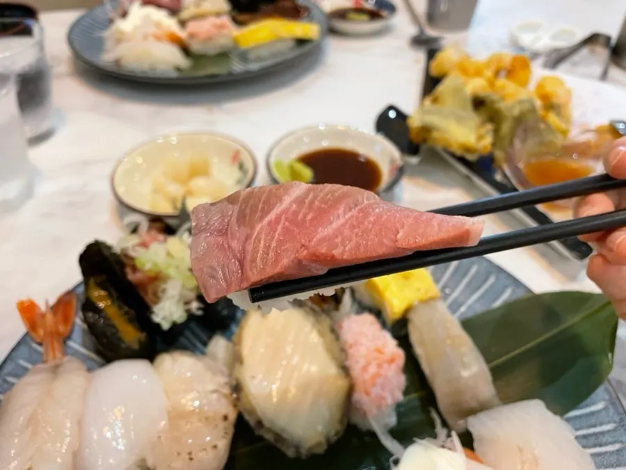 Assortment of red-fish sushi