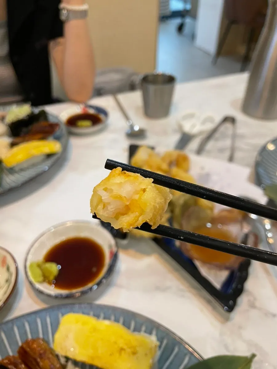 Fried king prawn and fried glutinous rice cake
