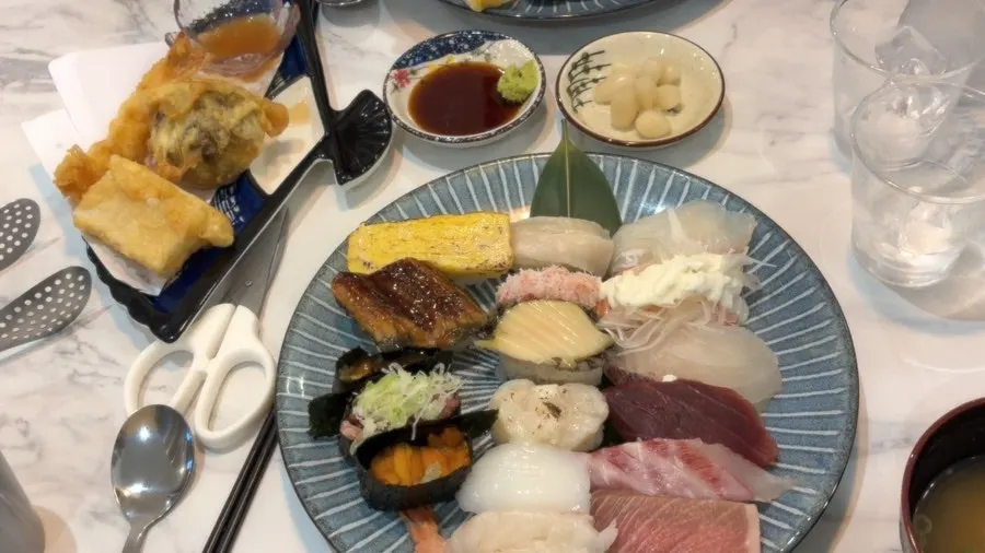 Seared beef brisket sushi and sushi spread