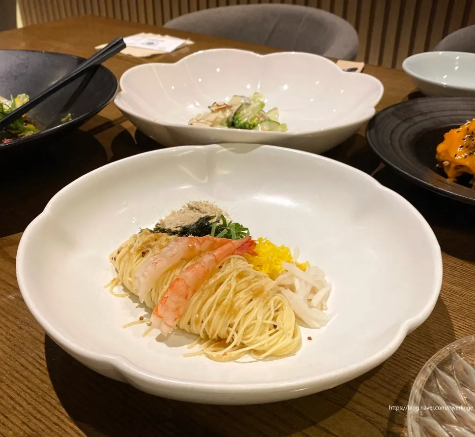 Halibut sashimi and jangajji ceviche