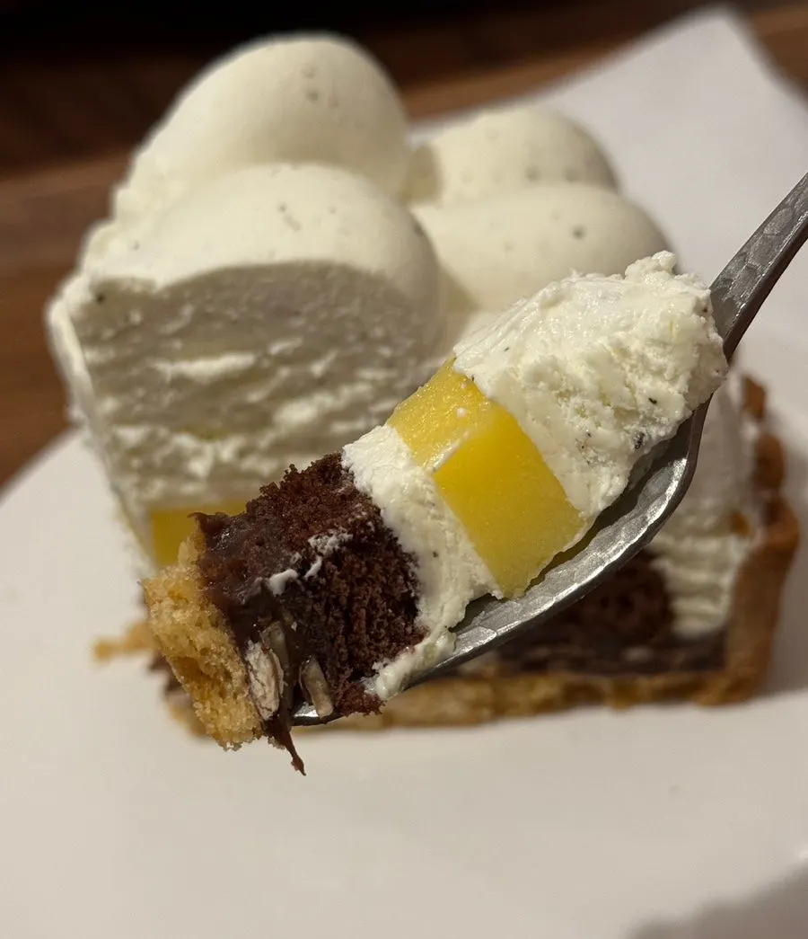 Cross-section of Center Coffee's layered Earl Grey cake