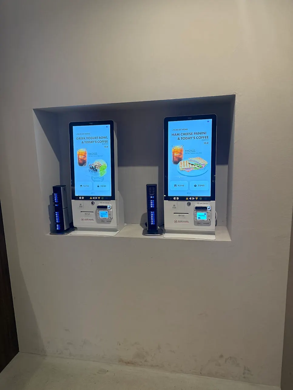 Kiosk ordering area near the entrance