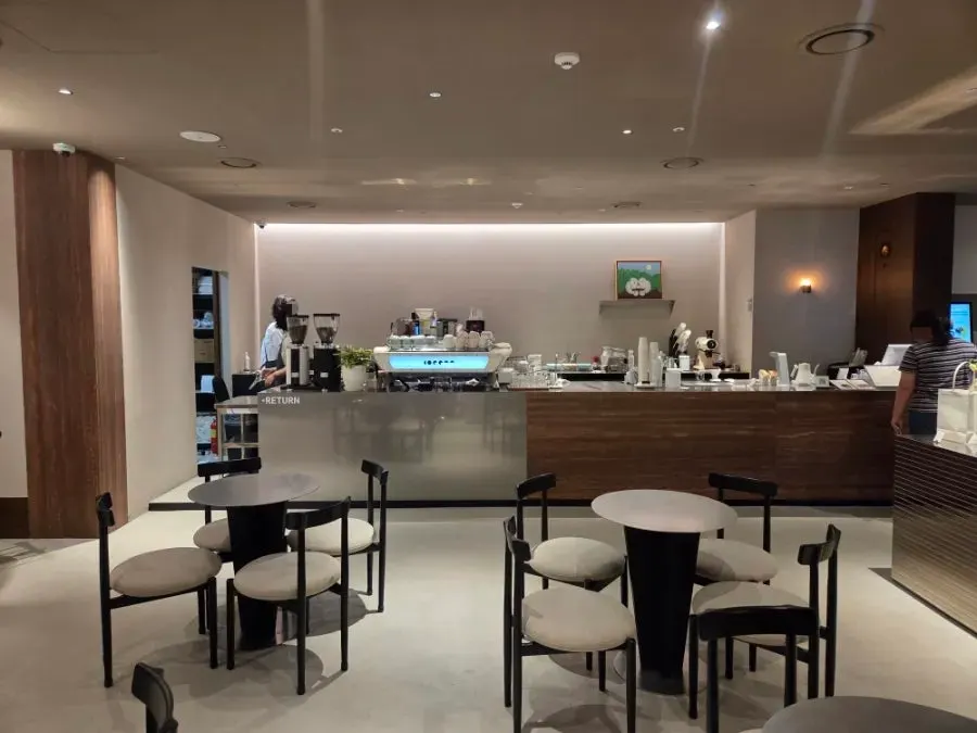 Wood-toned café interior