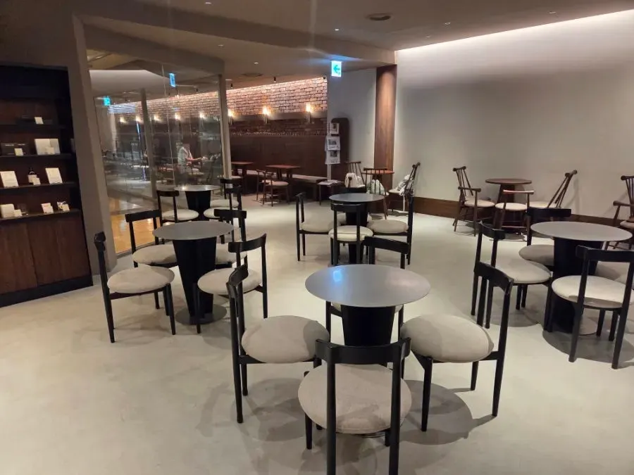 Wood-toned café interior